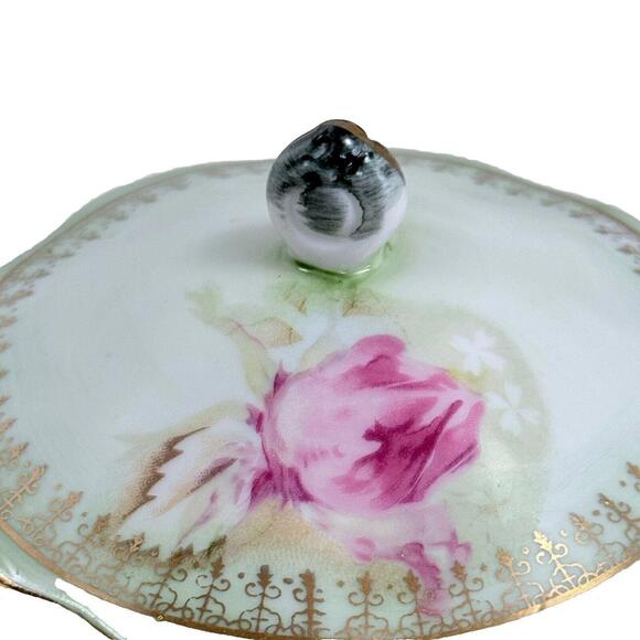 Antique Hand Painted Nippon Porcelain Trinket/ Lidded Bowl- Mint Late1890s-1900s - Picture 6 of 7